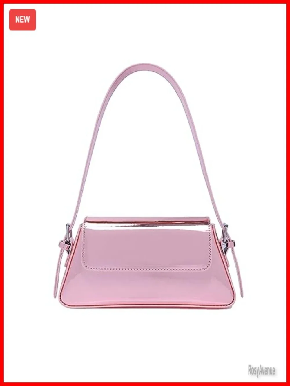 Patent Leather Small Hobo Shoulder Bag Tote Clutch Evening Y2k Silver Purse